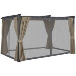 Pergola edition int�grale moustiquaire toit r�tractable 3x4 m et 4 rideaux taupe