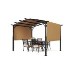 Pergola d'extrieur - vevor - 10 x 10 pieds - pergola en mtal a toit arqu - pergola rtractable avec ...