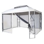 Pergola hwc - e42, pavillon de jardin avec moustiquaire, 3, 6x3m cr�me