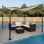 Pergola hwc - f85, pavillon de jardin, velum, monture stable 3x3m cr�me