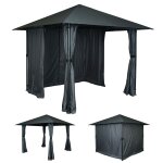 Pergola hwc - j63, pavillon de jardin abri de terrasse avec paroi lat�rale, 3x3m anthracite