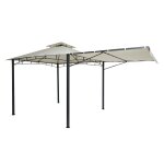 Pergola de jardin pavillon ext�rieur avec paroi lat�rale mobile structure acier 2, 5 x 2, 5 m cr�me - ...