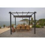 Pergola kiba avec toit d�roulant gris 3 x 3 m