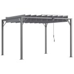 Pergola lames orientables 2, 9 x 2, 95 x 2, 13 m alu acier polyester gris