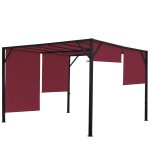 Pergola pavillon de jardin avec toit coulissant structure acier stable 6cm rouge bordeaux 3x3m 04 0004077 ...
