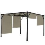 Pergola pavillon de jardin toit terrasse structure acier stable 6cm + toit coulissant taupe 3x3m 04 0004075 ... Pergola pavillon de jardin toit terrasse structure acier stable 6cm + toit coulissant taupe 3x3m 04 0004075 ...