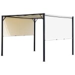 Pergola r?tractable dim. 3l x 3l x 2, 3h m structure acier ?poxy anticorrosion noir toile polyester haute ...