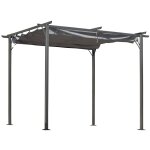 Pergola rtractable 3l x 3l x 2, 30h m mtal epoxy noir toile grise
