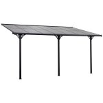 Pergola rigide alu. polycarbonate dim. 4, 35l x 3l x 2, 7h m pavillon de jardin adossable gris