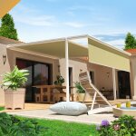Pergola toile pyrite 4, 00x4, 00 m motorise secours a t�l�commande + coffre led + lambrequin (blanc - ...