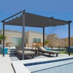 Pergola toit rtractable 4 pieds 3x4 m tonnelle gris