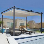 Pergola toit r�tractable 4 pieds 3x4 m tonnelle taupe