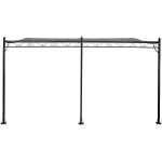 Pergola tonnelle adoss�e en m�tal - 3 x 4 m - gris