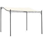 Pergola tonnelle de jardin auvent 2, 97 x 2, 97 m adossable m?tal noir polyester anti - uv beige