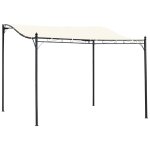 Pergola tonnelle de jardin auvent 2, 97 x 2, 97 m adossable m?tal noir polyester anti - uv beige