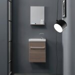 Petit meuble de salle de bains pour espaces reduits finition chene fume smart