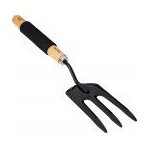 Petit outil de jardin fourche de massif 3 dents 37, 5 x 8, 8 cm cap vert