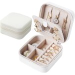 Petite bote a bijoux blanche - rangement de bijoux de voyage - belle et pratique pour ranger colliers, ...
