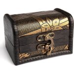 Petite bote en bois avec couvercle, coffre au trsor, bote a bijoux en bois, coffre en bois, porte ...