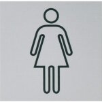 Pictogramme adh�sif aluminium anidos� argent - 120 x 120 mm - femme bilcocq