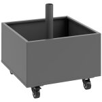 Pied de parasol carr� jardini�re 2 en 1 - 4 roues 2 freins - 50 x 50 x 46 cm - m�tal galvanis� gris