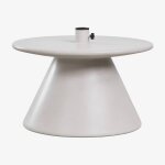 Pied de parasol avec table ronde intgre Ø60 cm en ciment darwys gris clair
