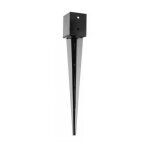 Pied de poteau carr  enfoncer - coloris noir - 71 mm