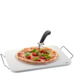 Pierre � pizza en c�ramique support avec couteau et pelle � pizza