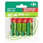 Pile rechargeable aa / hr6 1600mah prcharge x4 carrefour