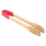 Pince à barbecue en bois, pince à nourriture pour buffet, pain, steak, outil de service (rouge) Pince à barbecue en bois, pince à nourriture pour buffet, pain, steak, outil de service (rouge)