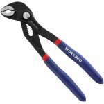 Pince multiprise de pointe 180 mm avec multi position de rainure et machoire courbee workpro, pince plombier ...