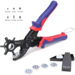 Pince perforatrice avec 6 tailles de poincon interchangeables workpro pour tissu, ceinture en cuir, sac, ...