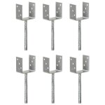 Piquets de clture 6 pcs argent 10x6x30 cm acier galvanis vidaxl vidaxl
