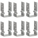 Piquets de clture 6 pcs argent 9x6x15 cm acier galvanis
