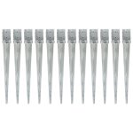 Piquets au sol 12 pcs argent 10x10x91 cm acier galvanis
