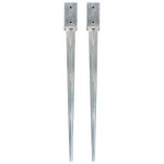 Piquets au sol 2 pcs argent 7x7x90 cm acier galvanis