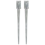 Piquets au sol 2 pcs argent 9x9x90 cm acier galvanis