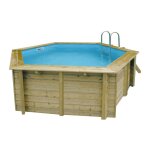Piscine bois azura 4, 10 x 1, 20 m - liner bleu + bche  bulles - ubbink