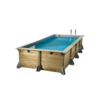 Piscine bois azura 5, 05 x 3, 50 x 1, 26 m - liner beige + kit margelles - ubbink