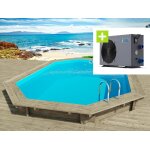 Piscine bois  florida 145   - 6. 57 x 4. 57 x 1. 44 m + pompe  chaleur - puissance 6. 1 kw