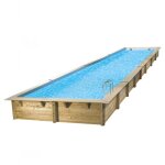 Piscine bois lina 15, 50 x 3, 50 x 1, 55 m - liner bleu - ubbink
