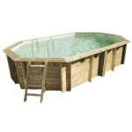 Piscine en bois octogonale ubbink oca 355 x 550 - beige