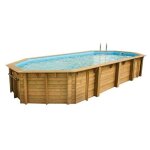 Piscine en bois octogonale ubbink oca 470 x 860 - bleu