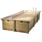 Piscine en bois rectangulaire ubbink azura 350 x 505 - beige