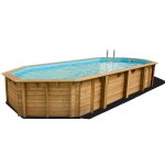 Piscine en bois rectangulaire ubbink azura 400 x 750 - bleu
