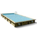 Piscine en bois rectangulaire ubbink lin�a 500 x 800 - bleu