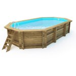 Piscine bois   sao paulo   - 6. 57 x 4. 07 x 1. 20 m - bche  bulles 180 - bche hiver 280 g / m -