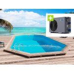 Piscine bois  sao paulo  - 6. 57 x 4. 07 x 1. 20 m + pompe � chaleur - puissance 6. 1 kw
