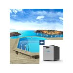 Piscine bois   seychelles   - 4. 00 x 3. 00 x 1. 20 m + mini pompe � chaleur 3. 5kw - m�tal - gris