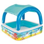Piscine gonflable carr�e avec parasol amovible anti uv